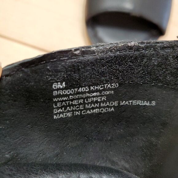 Born Escif D'Orsay Womens 6 Med Open Toe Flats Shoes Leather Black Comfort EUC - Picture 9 of 11